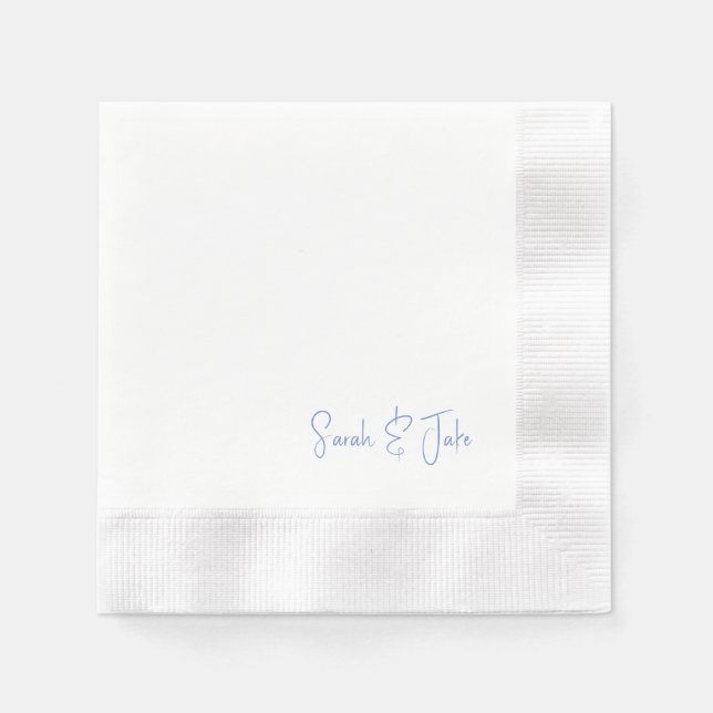 Guardanapo De Papel Texto Azul Branco Moderno Casamento Cunhado (Frente)