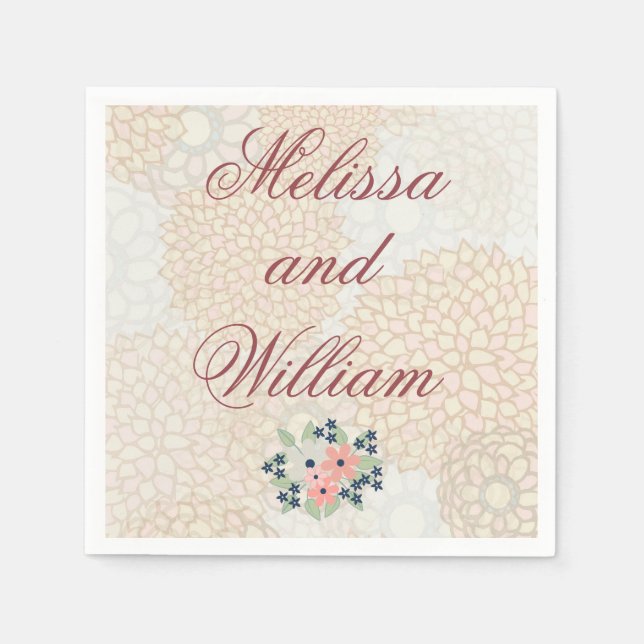 Guardanapo De Papel Texto De Casamento De Borgonha Floral Claro (Frente)