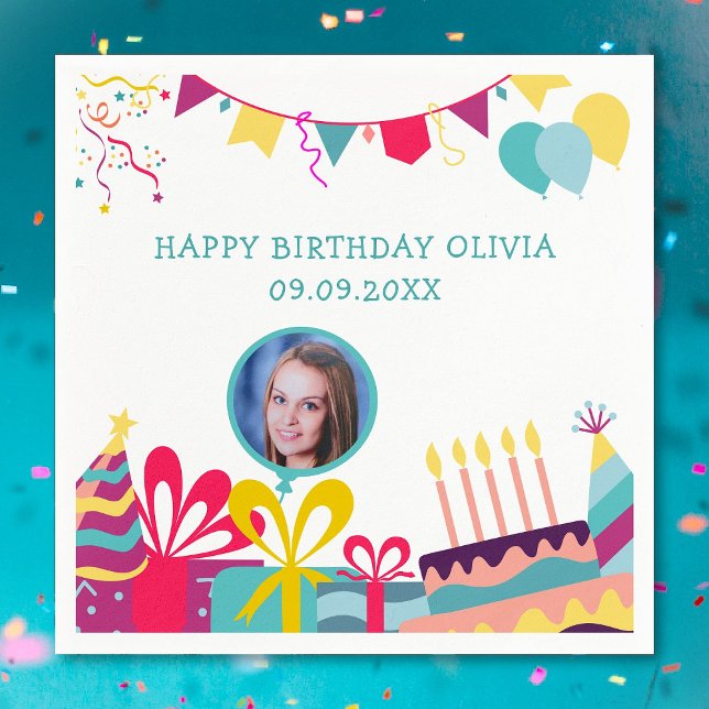 Guardanapo De Papel Texto de Fotografia Personalizada de Festa de aniv (Criador carregado)