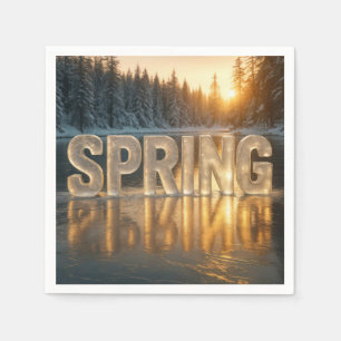 Guardanapo De Papel Texto de gelo primavera em lago congelado