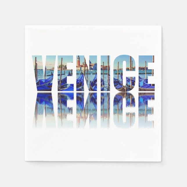 Guardanapo De Papel Texto de Veneza com reflexão (Frente)