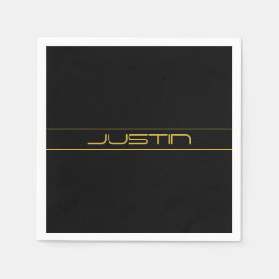 Guardanapo De Papel Texto e faixas Douradas editáveis por Na moda mode