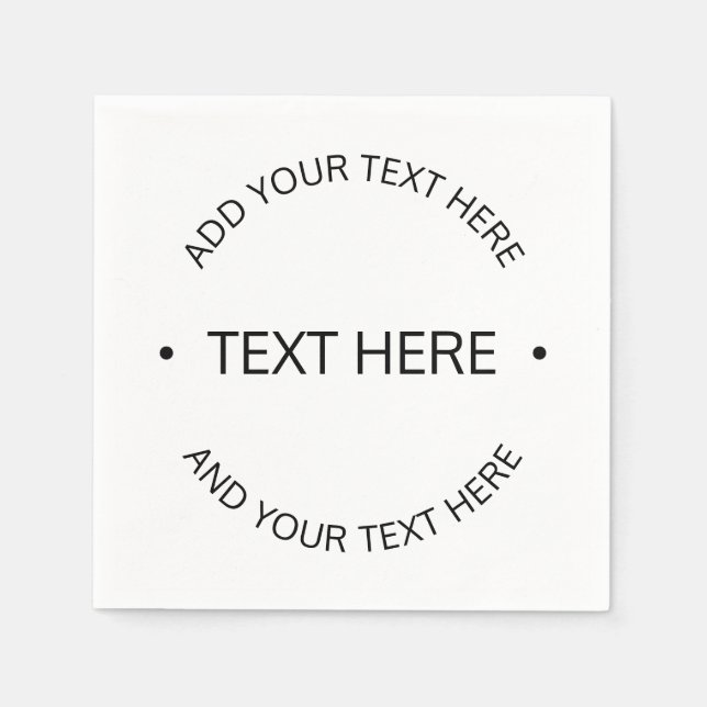 Guardanapo De Papel Texto Editável Moderno Simples | Branco e Preto (Frente)