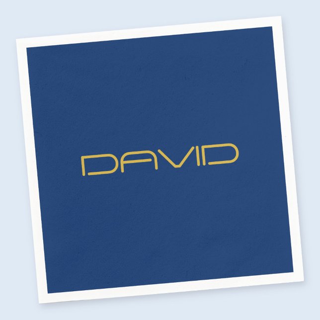 Guardanapo De Papel Texto Na moda editável | Azul Dourado e Marinho (Criador carregado)