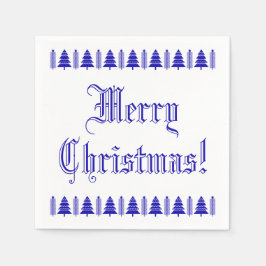 Guardanapo De Papel Texto Personalizado da Árvore de Natal Azul e Bran