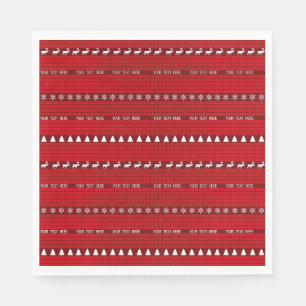 Guardanapo De Papel Texto Personalizado de Natal Vermelho Branco Maldi