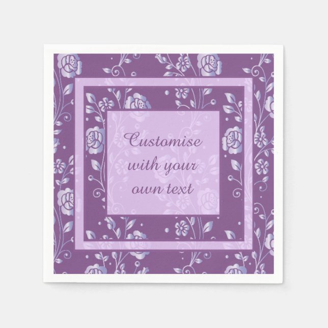 Guardanapo De Papel Texto Personalizado Floral bonito Roxo e Lilac (Frente)