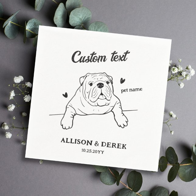 Guardanapo De Papel Texto Personalizado I Do Too Dog Bulldog Casamento (Criador carregado)