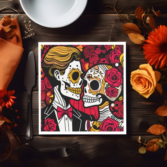 Guardanapo De Papel Texto personalizado 💀 Pop Día de Muertos (Custom text 💀 Pop Día de Muertos Napkins)