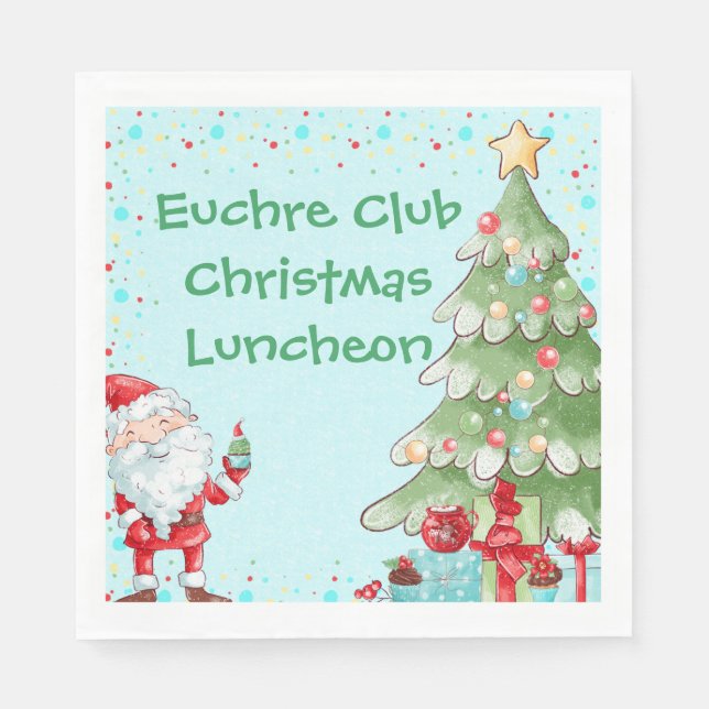 Guardanapo De Papel Texto Personalizar Árvore de Natal do Papai Noel (Frente)