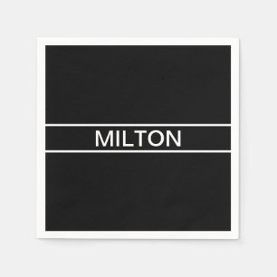 Guardanapo De Papel Texto personalizável   Preto e Branco Moderno Negr