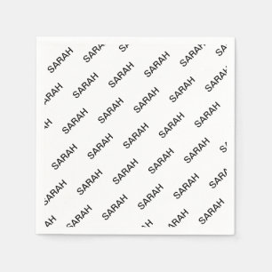 Guardanapo De Papel Texto repetitivo personalizável Branco e preto mod