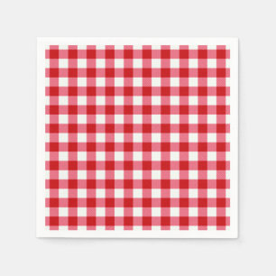 Guardanapo De Papel textura branca vermelha clássica de xadrez tartan