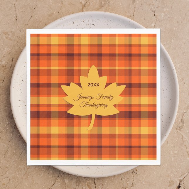 Guardanapo De Papel Thanksgiving Plaid Maple (Criador carregado)