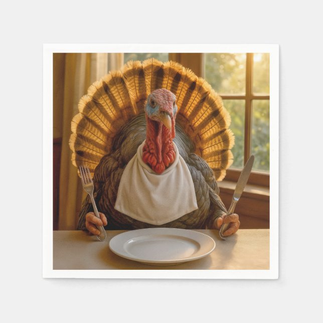 Guardanapo De Papel Thanksgiving Turkey With Knife and Fork (Frente)