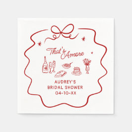 Guardanapo De Papel That's Amore, Red Doodle Personalized Shower