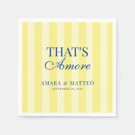 Guardanapo De Papel That's Amore Striped Blue & Yellow Wedding