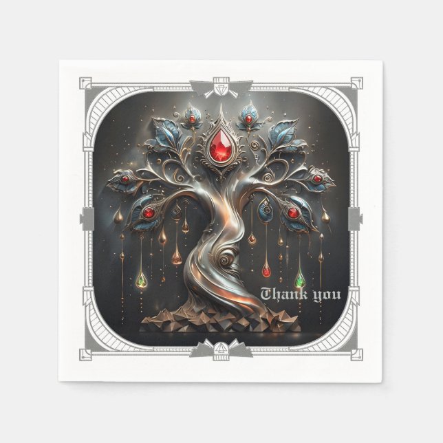 Guardanapo De Papel  The Art Deco Tree of Life design.  (Frente)