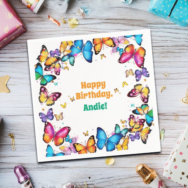 Guardanapo De Papel The Joy of Butterflies Birthday Party (Criador carregado)