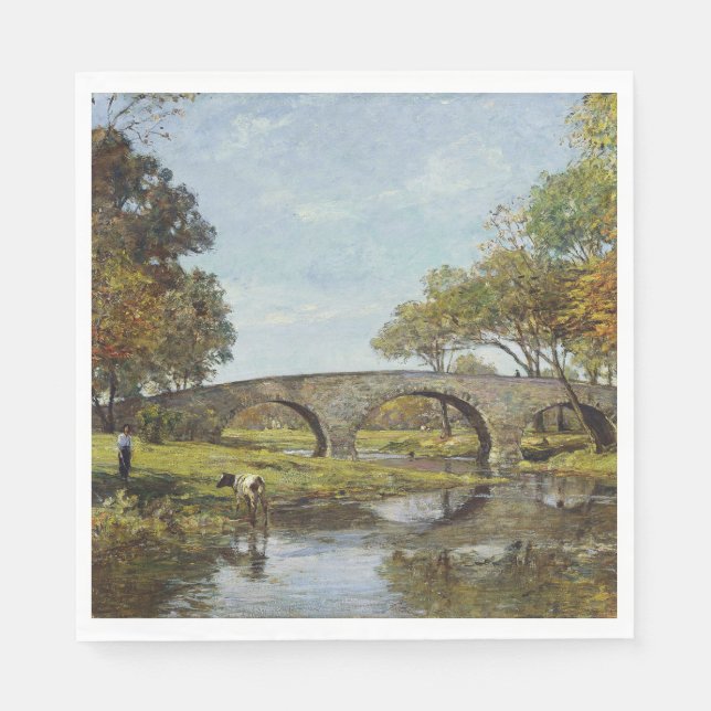 Guardanapo De Papel The Old Bridge (por Theodore Robinson) (Frente)