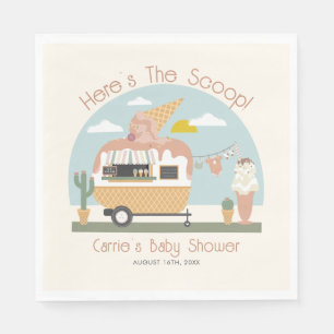 Guardanapo De Papel The Scoop Ice Cream Camper Light Pink Baby Shower