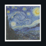 Guardanapo De Papel The Starry Night (Vincent van Gogh) (Famosa Arte)<br><div class="desc">Este design apresenta uma famosa pintura do pintor holandês Poste-impressionista Vincent van Gogh (1853-1890). Ele mostra a visão da janela voltada para leste da sua sala de asilo em Santo-Rémy-de-Provence, pouco antes do nascer do sol; van Gogh também acrescentou uma vila imaginária ao local. "A Noite Estrelada" é uma das...</div>