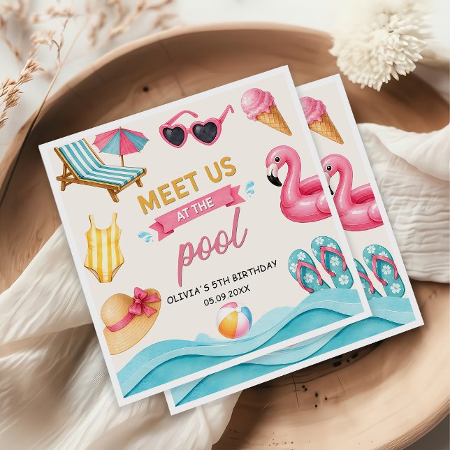 Guardanapo De Papel The Summer Pool Birthday Napkin (Criador carregado)