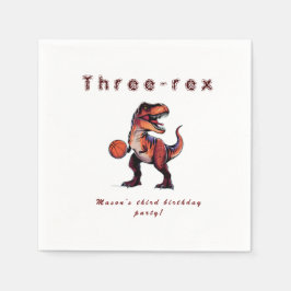 Guardanapo De Papel Three-Rex basketball Dino birthday  