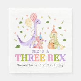 Guardanapo De Papel Three Rex Dinosaur Birthday