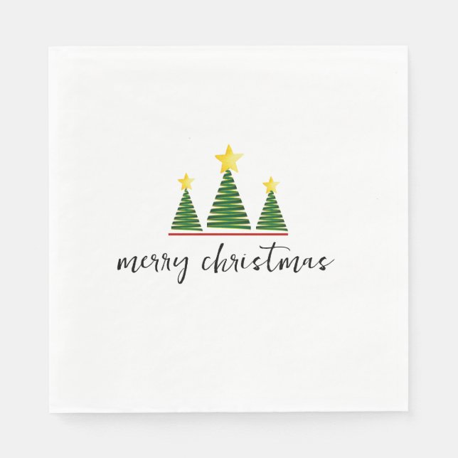 Guardanapo De Papel Three Trees, Merry Christmas Paper Napkin (Frente)