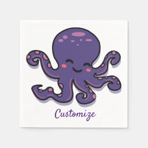 Guardanapo De Papel Thunder_Cove de Octopus Roxo de Cubo