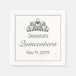 Guardanapo De Papel Tiara Moderna Quinceañera Branca Minimalista