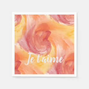 Guardanapo De Papel Tie-Dye Flame Red Orange Painterly Love Watercolor