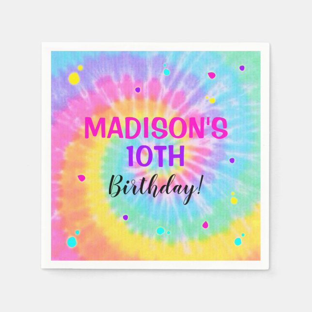 Guardanapo De Papel Tie Dye Paper Napkins Rainbow Tie Dye (Frente)