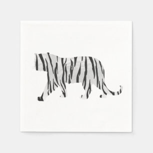 Guardanapo De Papel Tigre da silhueta preto e branco