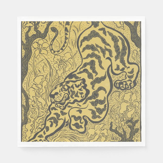 Guardanapo De Papel Tigre na selva (animal selvagem) (por Paul Ranson) (Frente)