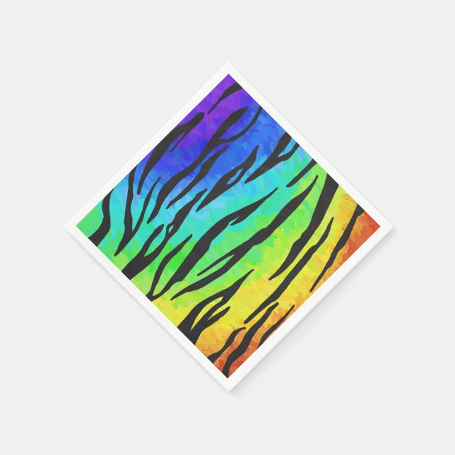 Guardanapo De Papel Tigre Preto e Impressão Arco-íris (Canto)