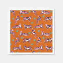 Tigres da Selva Boho Laranja Rosa