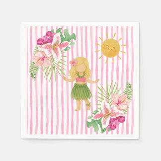 Guardanapo De Papel Tiki Luau Party, Hawaii Birthday, Hula Girl 