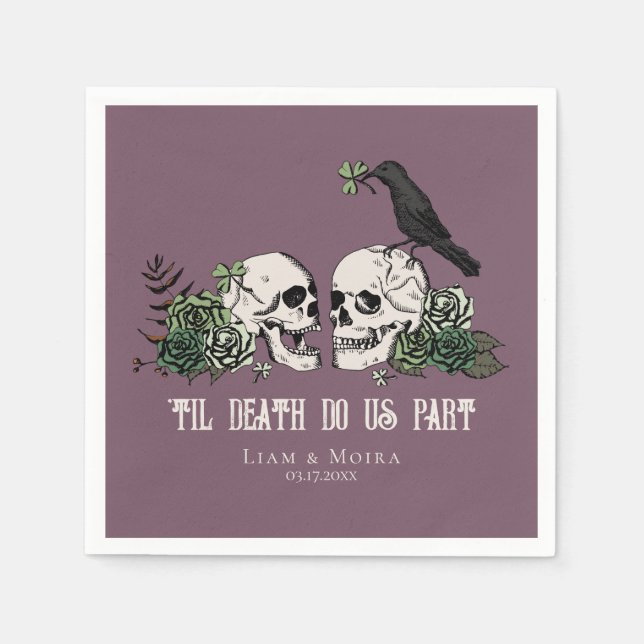 Guardanapo De Papel Til Death Gothic Dia de São Patrício Crânio Floral (Frente)