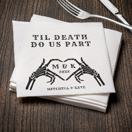 Guardanapo De Papel Til Death Nos Part Skeleton Heart Hand Wedding