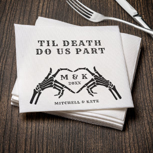 Guardanapo De Papel Til Death Nos Part Skeleton Heart Hand Wedding
