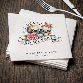 Guardanapo De Papel Til Death Nos Part Skulls & Rosa White Wedding