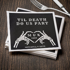 Guardanapo De Papel Til Death Nos Parte Casamento Preto De Mão Coração