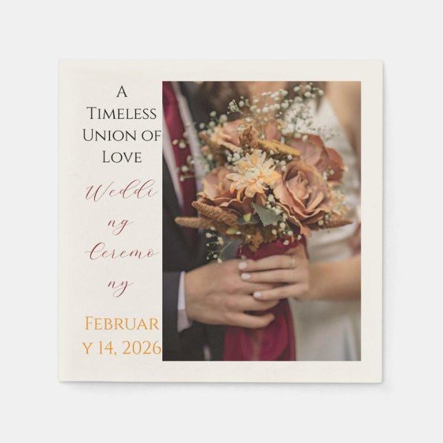 Guardanapo De Papel Timeless Wedding Ceremony Floral Photo Paper  (Frente)