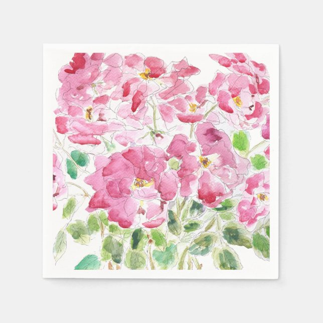 Guardanapo De Papel Tinta de rosa vermelha e fraldos de água (Frente)