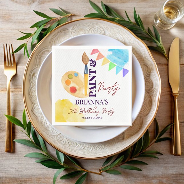 Guardanapo De Papel Tinta e arte em festas monogramas (Paint and party art themed birthday party monogrammed napkins personalized printed napkins)