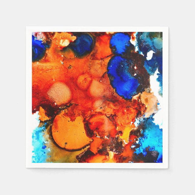 Guardanapo De Papel Tinta laranja de abstrato (Frente)