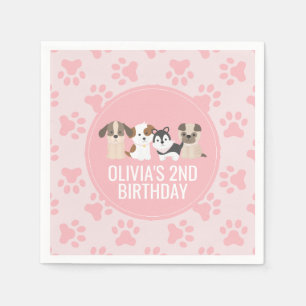 Guardanapo De Papel Tinta rosada Puppy festa de aniversário guardanap