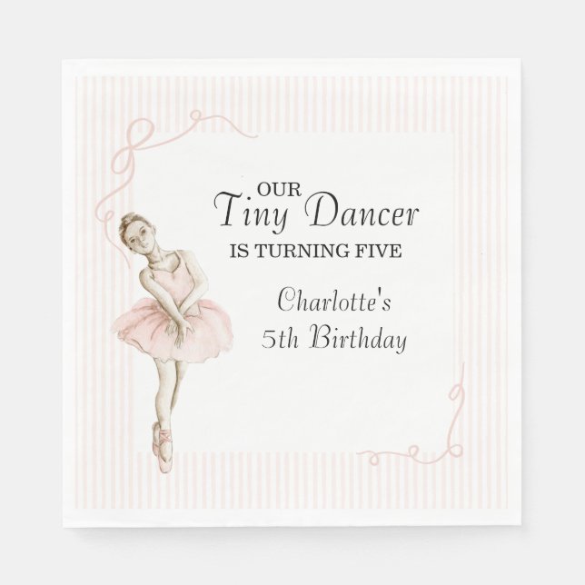 Guardanapo De Papel Tiny Dancer Ballerina Pink Girls Birthday (Frente)